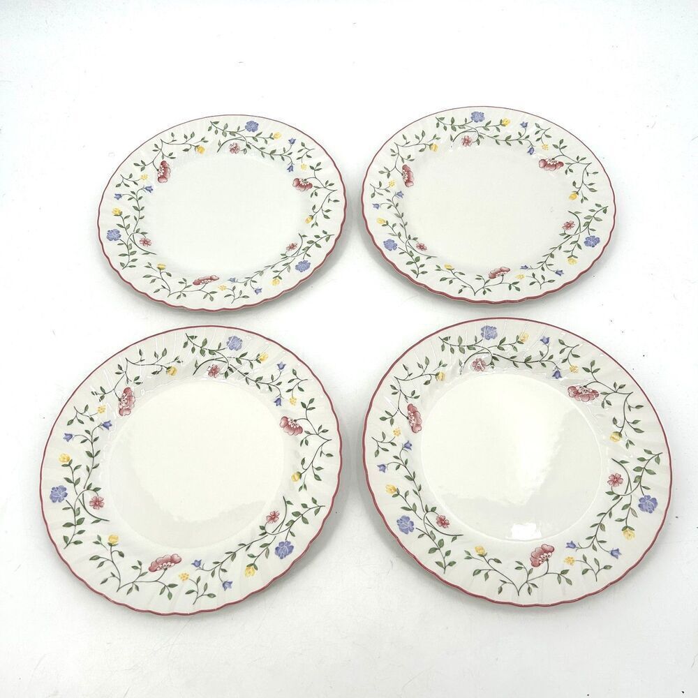 JOHNSON BROS. Set Of 4 Vintage China White Floral England Dinner Plate 9.75"